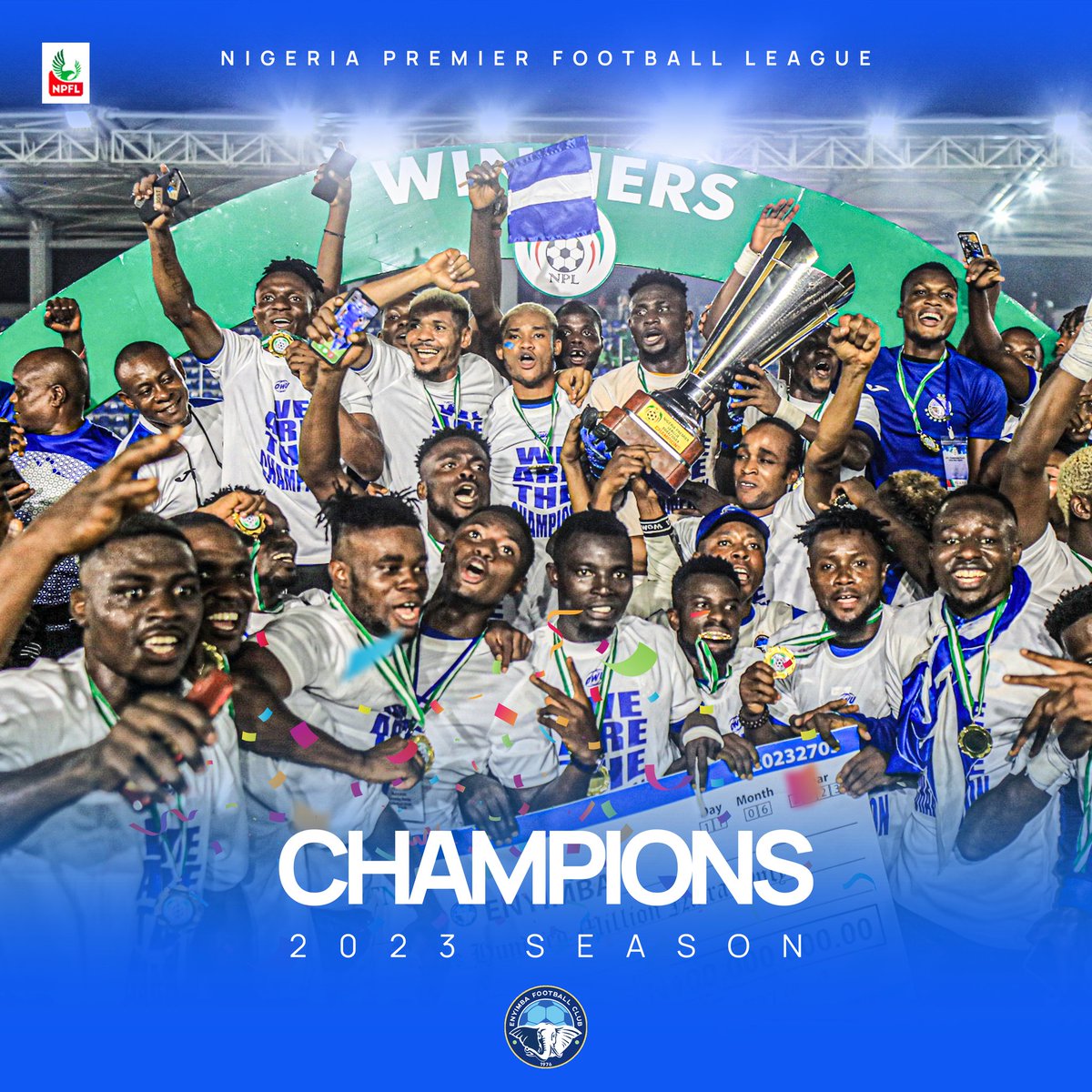 #NPFL23 champions

🔥 E N Y I M B A

- N100m prize money in the bag
- #CAFCL spot
- 9th league title

#NPFL23ChampionshipPlayoff 
#NPFL23Super6