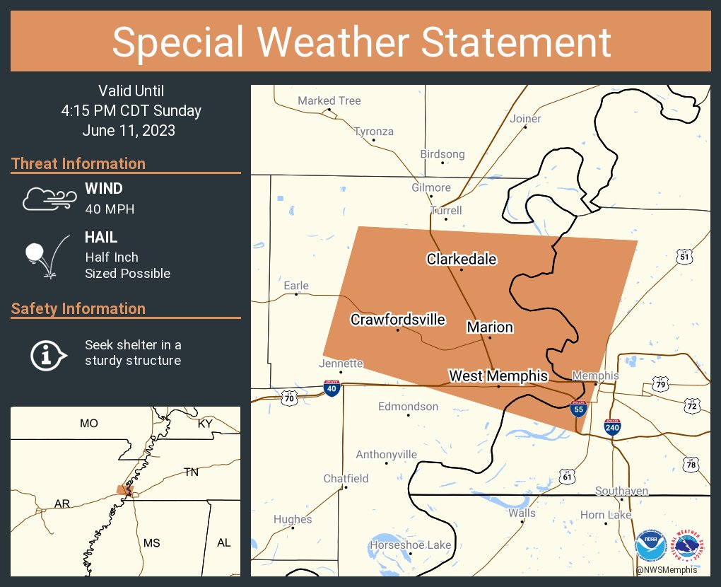 NWS Memphis on Twitter "A special weather statement has been issued