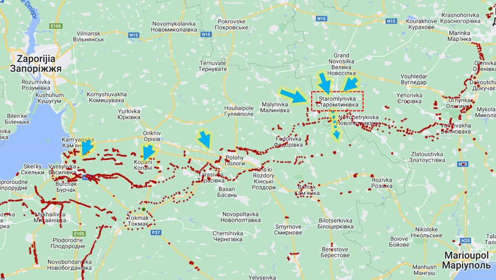 @visegrad24 Staromlynivka ... there a basically 2 lines of trenches south of the town and then ... open field ?