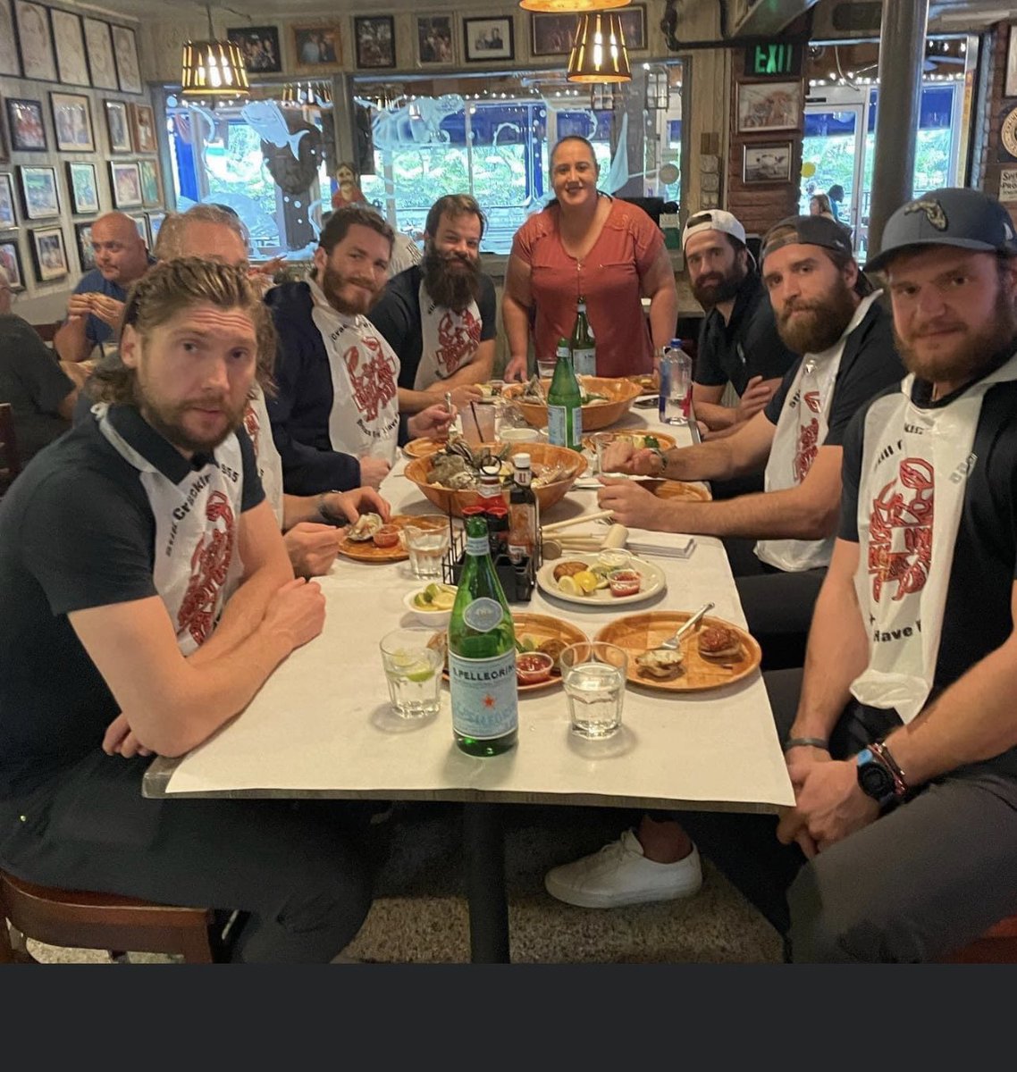 The team was seen eating lunch together today at rustic inn Ft lauderdale. Good to see chucky there