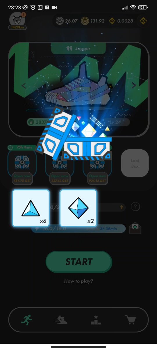 GDOGS013's tweet photo. Been a good 4 mystery box openings, converted lvl 2 purple to 3 with succes #gmt #stepn #mysterybox #lvl6 #redgems #move2earn #gst https://t.co/Wu9Ph7GSzA