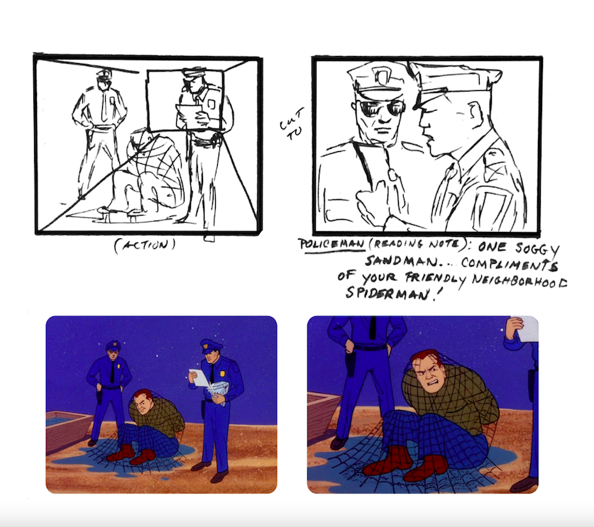 Spider_Man_1967's tweet image. Storyboard showing a webbed-up Sandman, and the sequence as it appeared on screen.

#spiderman #spiderman67 #animationhistory
