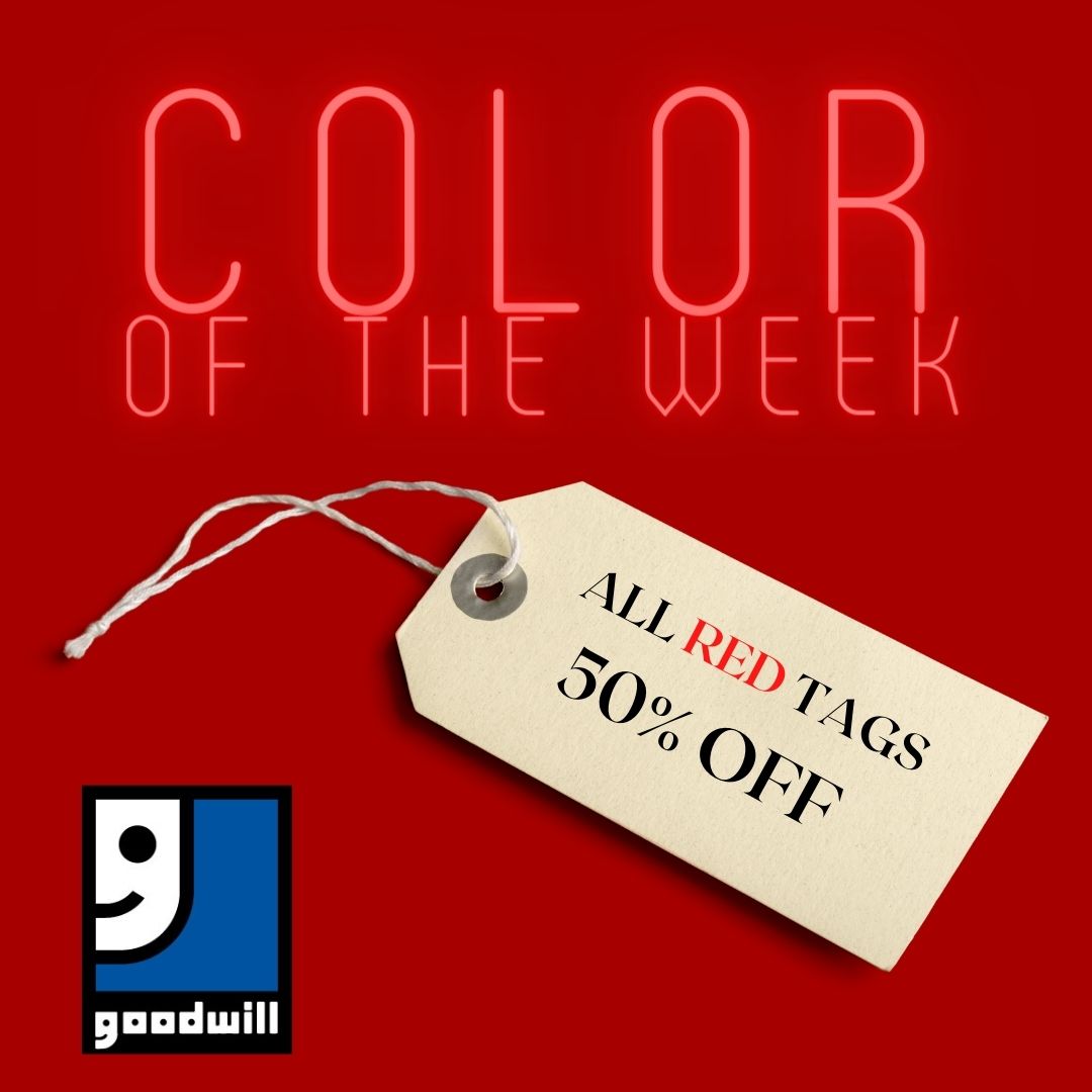 Visit any #goodwillsela location this week and get 50% off red tagged items. 
#thrift #shopgoodwill #thriftstorefinds #shop #shopsecondhand #thrifting #goodwillfinds #goodwillfind #sale