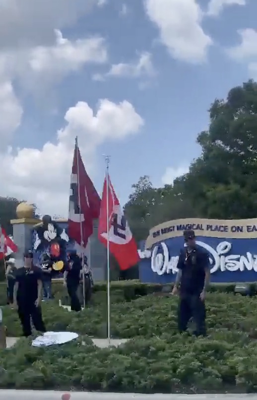 This weekend the White House flew a Pride flag and DeSantis supporters in Florida flew swastikas while protesting outside of Disney World.

Guess which one Republicans are vocally upset about?
