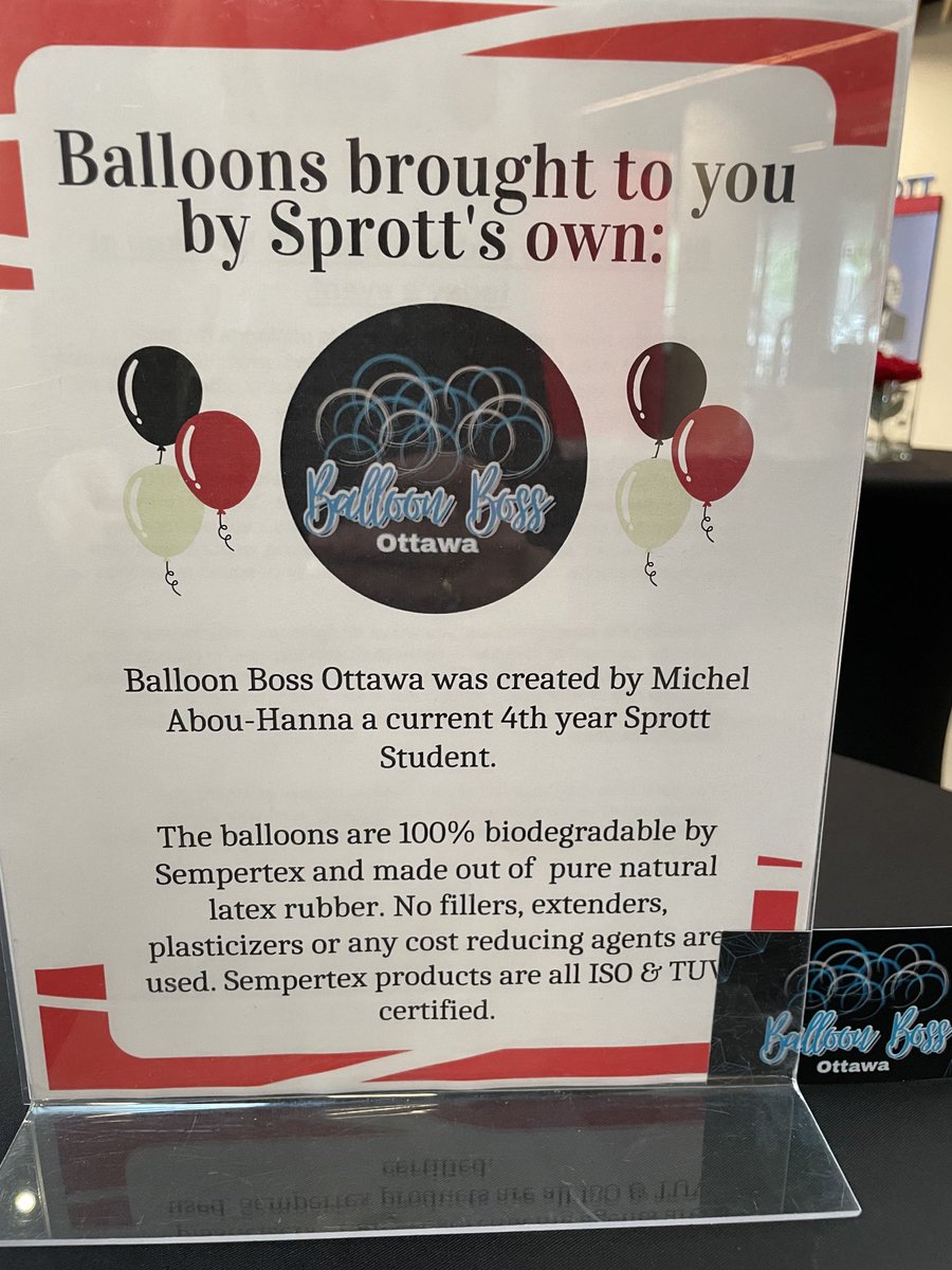 DLBrown_7's tweet photo. The amazing team ⁦@SprottSchool⁩ does it again with this beautiful setting for our academic achievement awards tonight! Wow! Even our sustainable balloons were made by a student-led company! ⁦⁦@deborahcasselm2⁩ ⁦@Carleton_U⁩ https://t.co/VvVUpGQQSD
