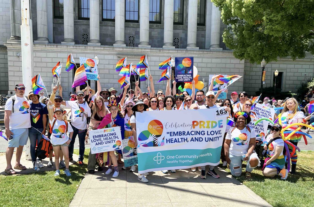 OneCommHealth's tweet photo. #SacPride 2023 - We are One Community Health - Embracing Love, Health, and Unity for all #onecommunityhealth #OCHsac #fqhc #sacramento #sac @SacLGBTCenter @SacPride https://t.co/ylyjtrppXz