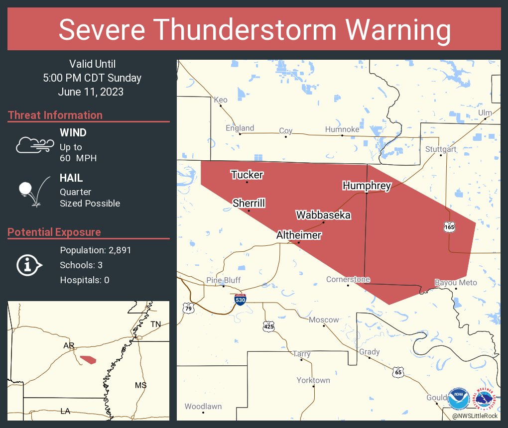 NWS Little Rock on Twitter "Severe Thunderstorm Warning including