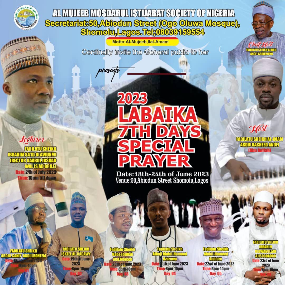 You are cordially invited to our Annual Labaika Special Prayer