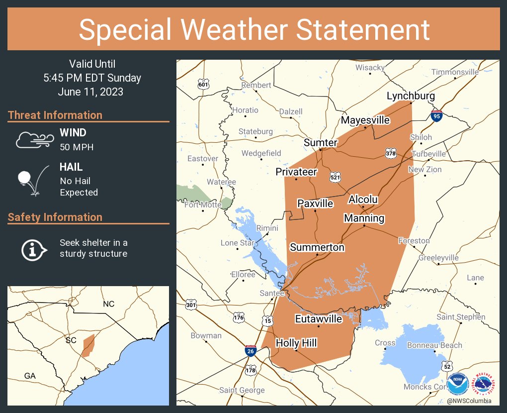 NWS Columbia on Twitter "A special weather statement has been issued