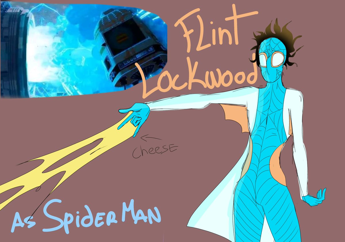 GUYS
#flintlockwood as #spiderman in the #SpiderVerse 
LIKE, HIS MACHINE IS ON THE MOVIE!
And instead of a normal spider, he was bitten by his muttant Cheeseburguer Spiders