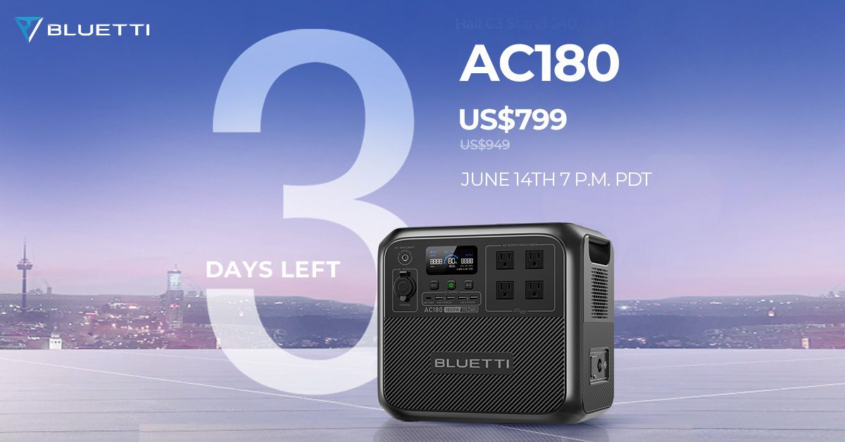 bluetti_inc's tweet image. #3dayscountdown
The reveal of AC180 in the US is just three days away!

⚡Don't forget to join the Facebook group to get the debut price and more surprises, so act now!

More details: bluettipower.com/pages/ac180

#adventurelife #SolarPanels #BatteryStorage #RenewableEnergy