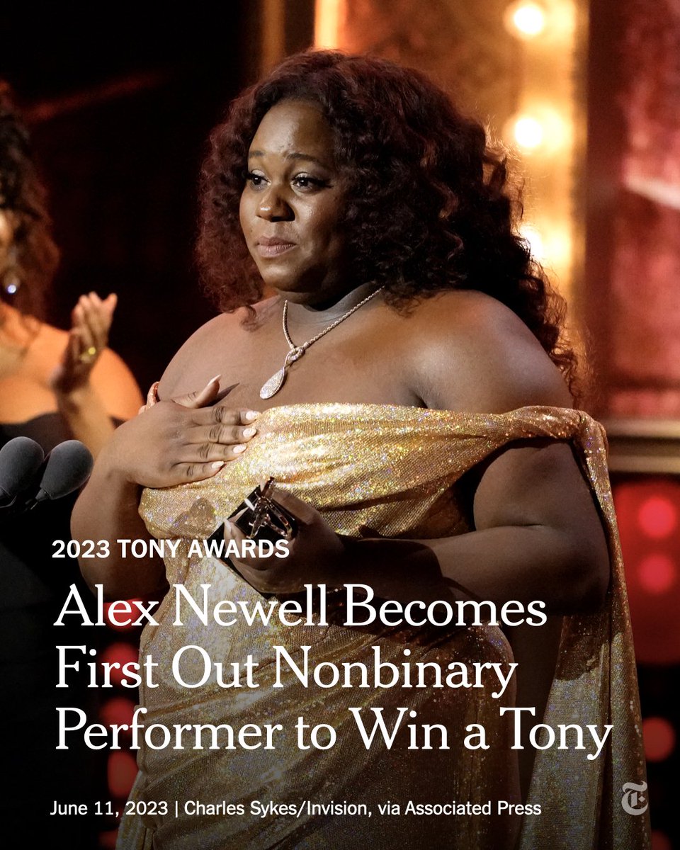 instead of making alex newell's tony win about lea michele, why dont we acknowledge that alex is the very first out nonbinary performer to win a tony. GROUNDBREAKING 👏👏👏 we love you alex!!!