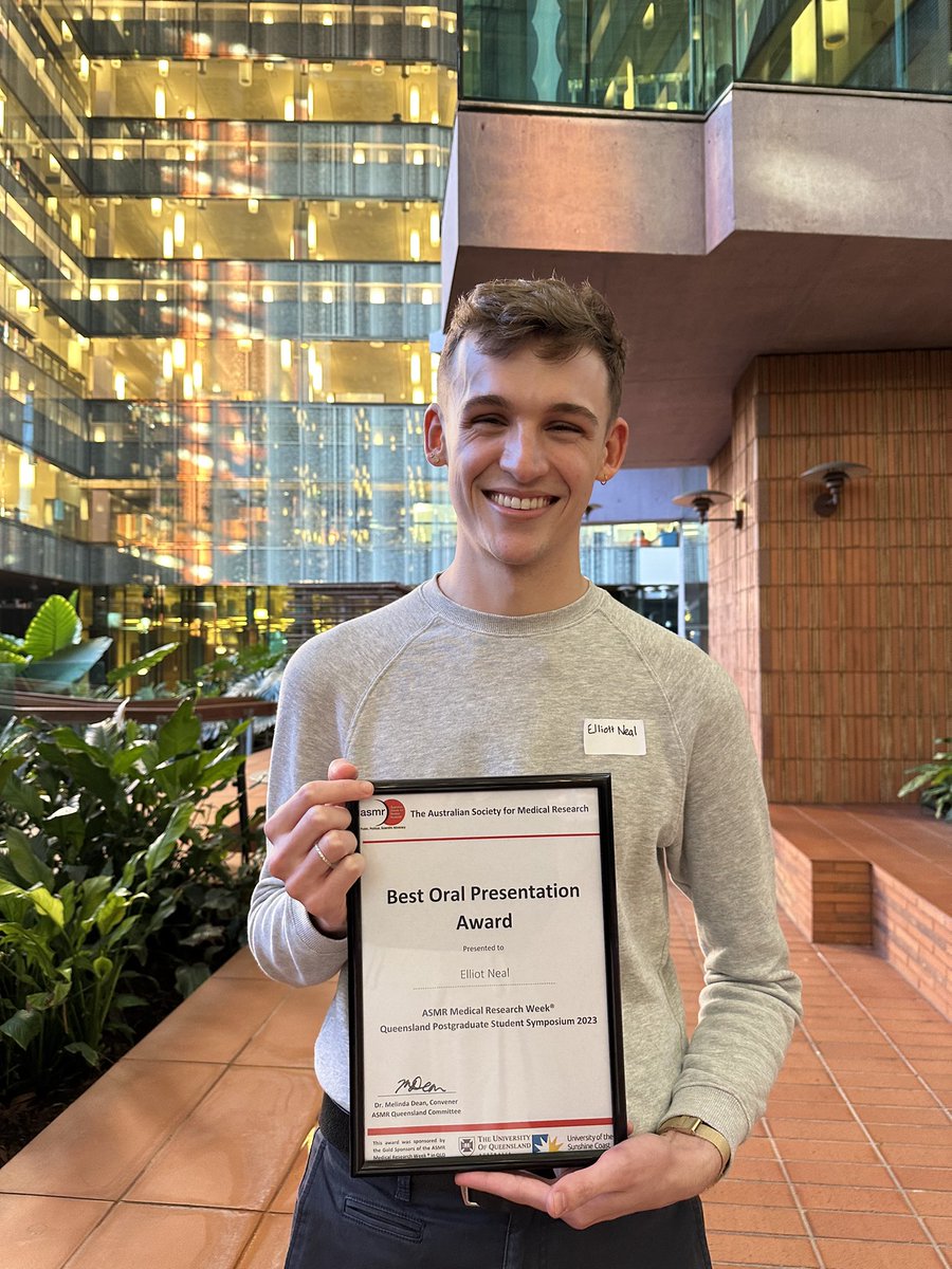 Honoured to have received Best Oral Presentation Award at the ASMR QLD Postgrad Symposium last week @TheASMR1, for our work on vitamin B12 and glucose control in rats 🐀 @JSMCuffe @UQMedicine @UQ_News 

If you're interested in our work, read more here ⬇️ 
doi.org/10.1530/JOE-22…