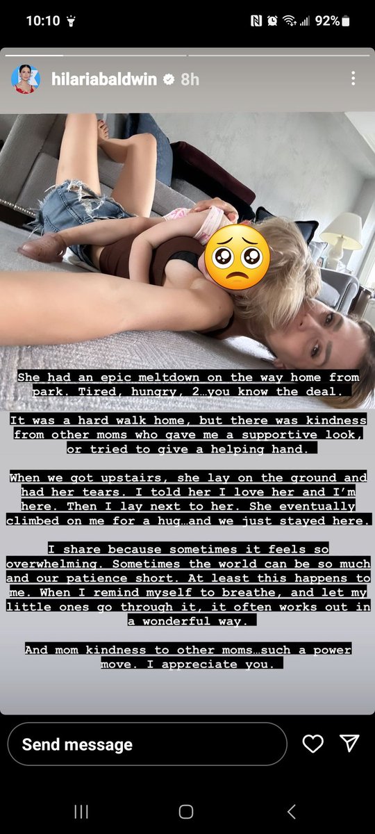 #HilariaBaldwin More boundry stomping child exploitation (with some side boob obvi) from Mami of the year. You don't need your KIDS face in this story & what should be a private moment blasted to IG. GET THERAPY IF YOU'RE OVERWHELMED. Respect your kids' privacy!  #pepino #FYP 🥒