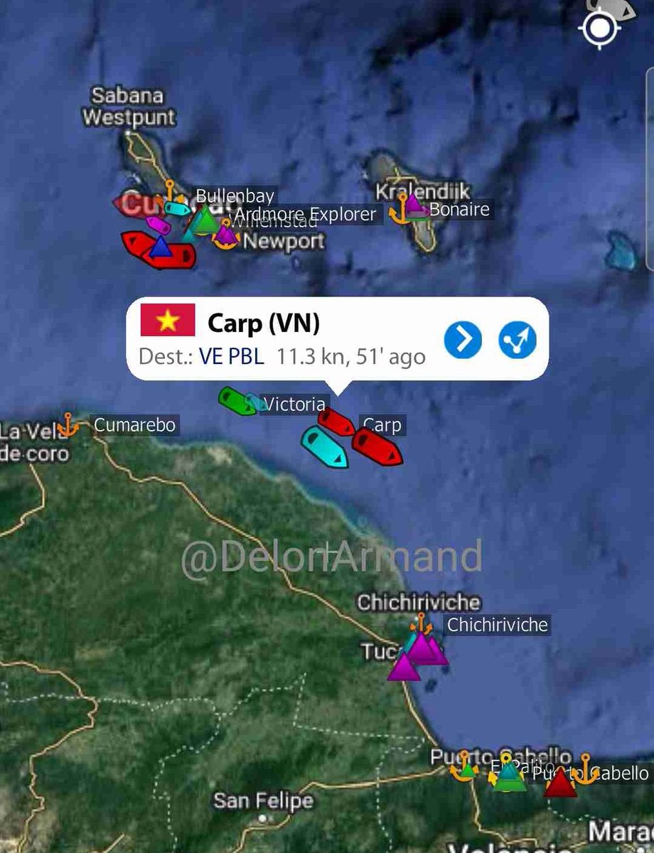 Tanquero Carp (Vietnam) en ruta a Puerto Cabello, Venezuela desde Korea del Sur

#11Junio