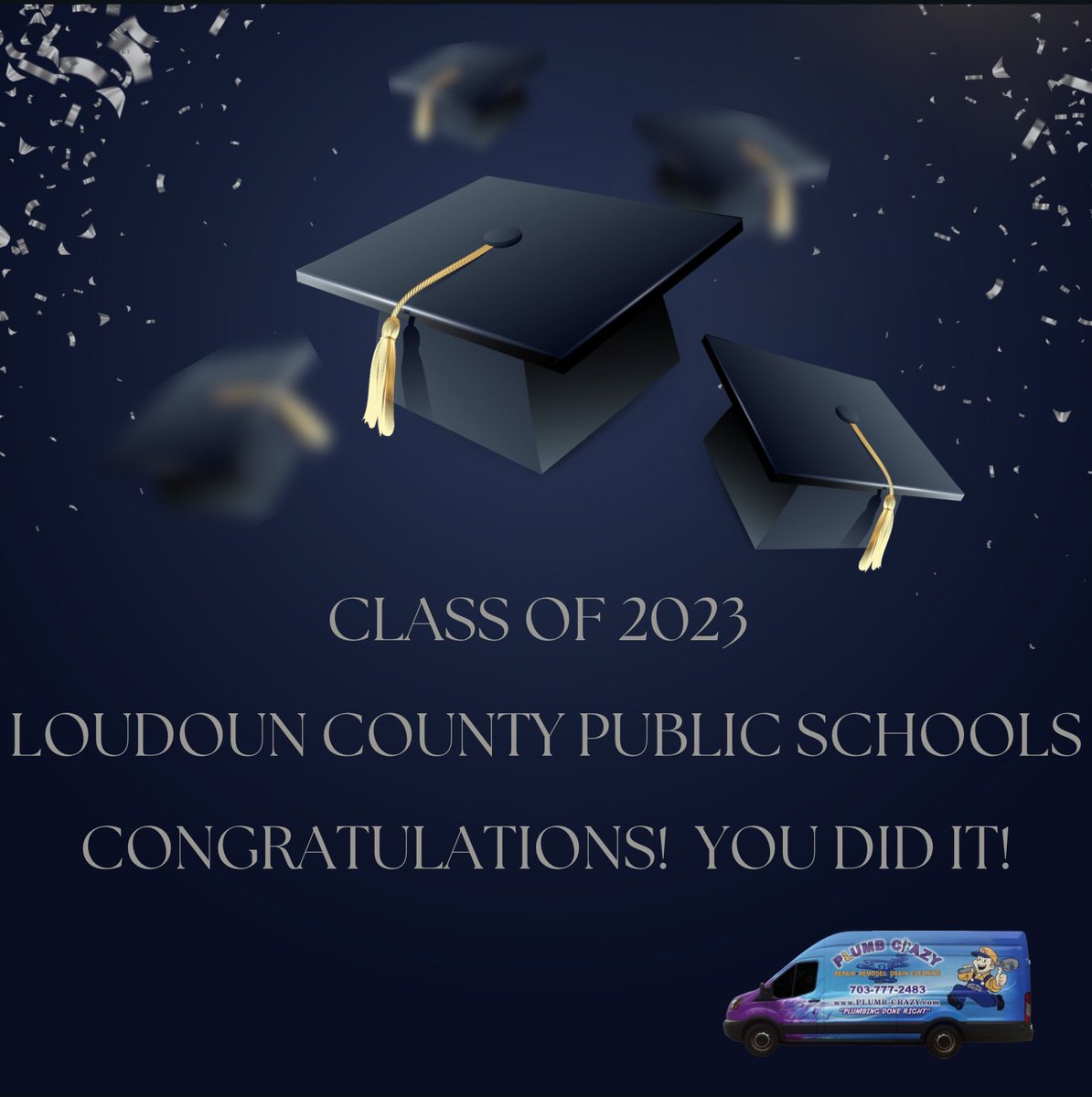 Tomorrow morning, June 12, 2023, wraps up our High School Graduations in Loudoun County with our daughter being one of those graduates. 

Our office will open at 11AM. As always you can send a request online or leave a message at anytime 💦 

Congratulations to ALL the Graduates!