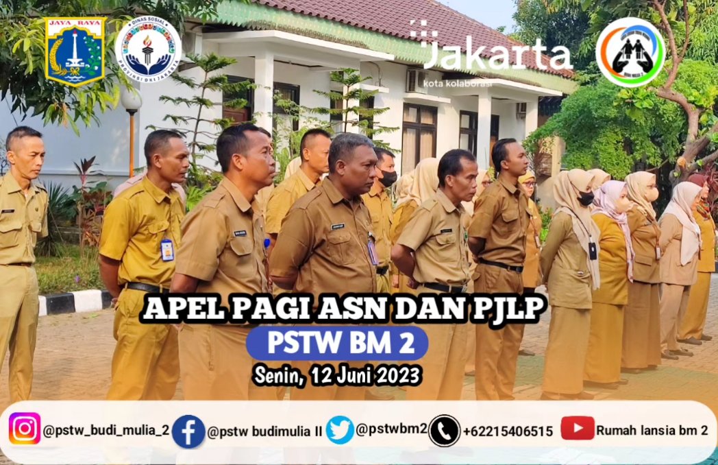 pstwbm2's tweet photo. Senin, 12 Juni 2023. Panti Tresna Werdha Budi Mulia 2 Melaksanakan Apel pagi dan Pengarahan dari Kepala Panti terkait Pelayanan Warga Binaan Sosial di PSTW BM 2.
@DinsosDKI1 @DKIJakarta @BeritaJakarta https://t.co/bbKG1QOjEU