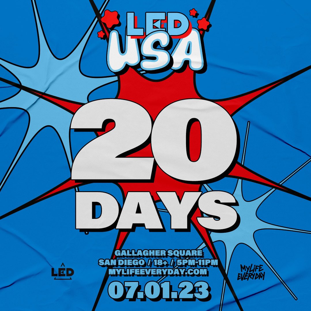 LEDpresents's tweet photo. Weโre officially 20 DAYS out from #myLEDUSA ๐บ๐ฒ Donโt wait to secure your spot to the party at Gallagher Square w/ @porterrobinson, @Malaamusic, @wearewavedash & @HotfireMusic!
GET TICKETS: https://t.co/ZULqRnKB2b https://t.co/ly5kV3F4ex