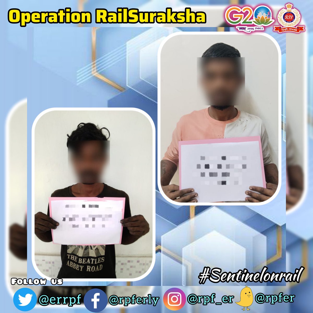 ErRpf's tweet photo. Arrested 02....seized stolen Railway materials worth Rs.7,000/-.
#OperationRailSuraksha
#Sentinelonrail
#ActionagainstCrime
@RPF_INDIA @RailMinIndia @EasternRailway https://t.co/XukQBZ2wSt