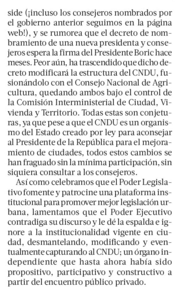 Pablo Allard (@pallards) on Twitter photo Celebrando iniciativa del Poder Legislativo <a href="/Senado_Chile/">Senado Chile</a> <a href="/Polistica_ONG/">Polística</a> y <a href="/AgendaCAF/">CAF</a> de crear “Congreso Ciudades” <a href="/_congresociudad/">Congreso Ciudades</a> un nuevo foro para promover mejor legislación urbana…
Mientras lamentamos que Poder Ejecutivo desmantele al <a href="/cndu_chile/">Consejo Nacional de Desarrollo Urbano</a> mi columna en <a href="/latercera/">La Tercera</a> Celebrando iniciativa del Poder Legislativo <a href="/Senado_Chile/">Senado Chile</a> <a href="/Polistica_ONG/">Polística</a> y <a href="/AgendaCAF/">CAF</a> de crear “Congreso Ciudades” <a href="/_congresociudad/">Congreso Ciudades</a> un nuevo foro para promover mejor legislación urbana…
Mientras lamentamos que Poder Ejecutivo desmantele al <a href="/cndu_chile/">Consejo Nacional de Desarrollo Urbano</a> mi columna en <a href="/latercera/">La Tercera</a>