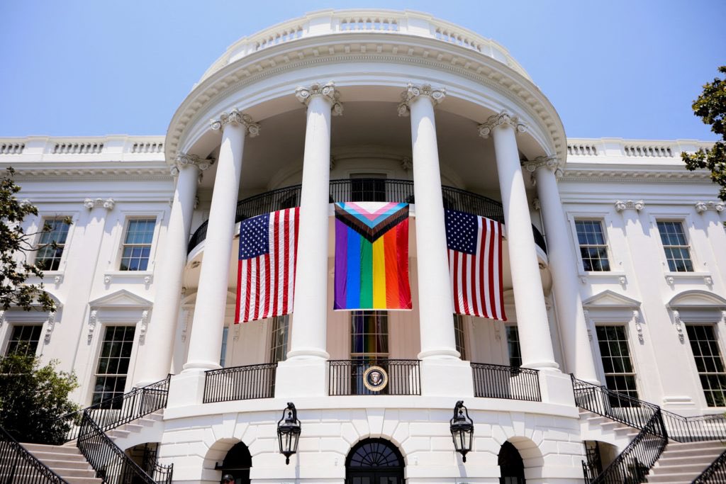 JDCocchiarella's tweet photo. Let me get this straight:

Republicans think hanging a Pride Flag at the White House is “unpatriotic” but rubbing shit on the walls of the Capitol isn’t? https://t.co/deW5TKVpNB