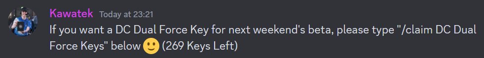 Kawatek_CG's tweet photo. FINAL @dcdualforce BETA KEY GIVEAWAY 👇👇

The rest of my @dcdualforce keys will be given away with my discord using a bot. If you haven't received one from me already, be sure to join the discord and claim your key :)

Discord Link: https://t.co/BjwlX5CcrF https://t.co/7fVThlB9jR