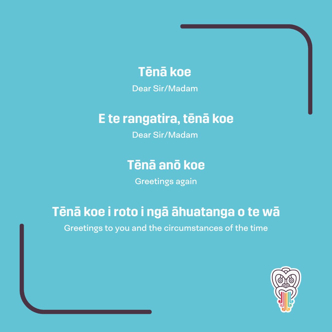 Words and phrases to use in the workplace. Part 1: Email greetings. 📧

🔗 Download the full resource: reomaori.co.nz/reo-for-the-of…

#reomāori
