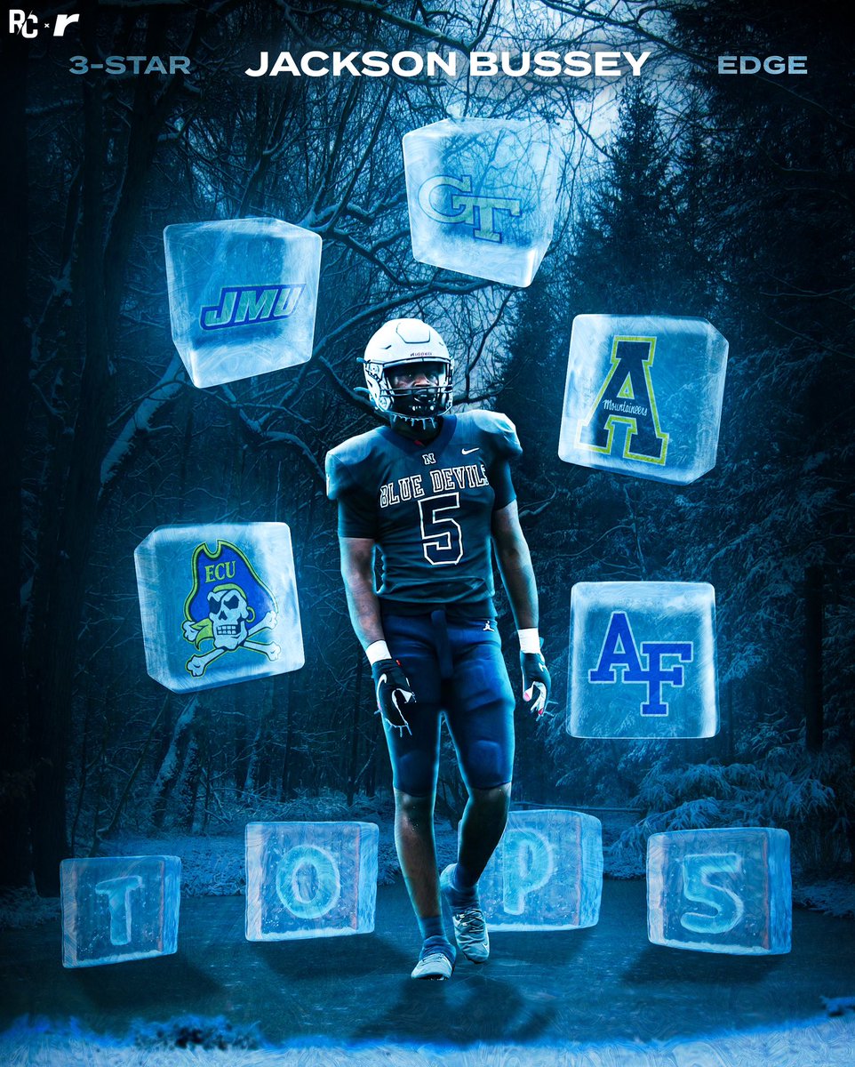 BREAKING: 3-Star EDGE Jackson Bussey is down to 5️⃣ schools. 

Air Force, Eastern Carolina, Georgia Tech, Appalachian State, and James Madison make the cut. 

The 6’3 / 233 edge rusher out of Norcross, GA is ranked as a Top 20 EDGE in GA. 

Let him know what the move is 👇🏻