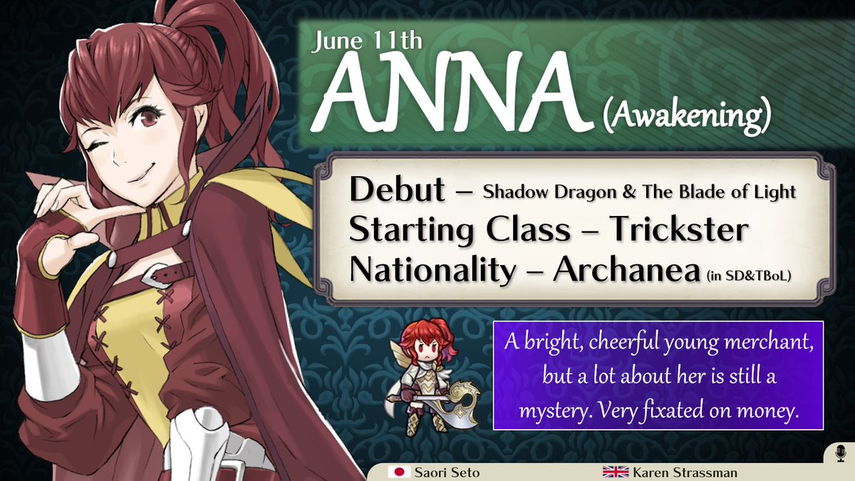 Today, June 11th, is Anna's (from Awakening) birthday!