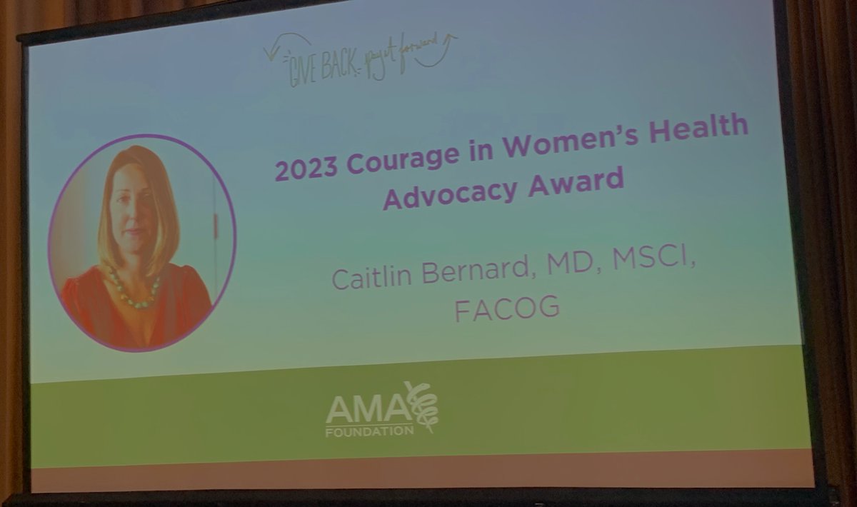 AMWADoctors's tweet image. Congrats to @drcaitbernard, keynote at #AMWA2023 Annual Meeting, on receiving the AMA Foundation&apos;s 2023 Courage in Women&apos;s Health Advocacy Award. AMWA stands in support of Dr. Bernard &amp;amp; her advocacy in women&apos;s health. bit.ly/3Nkfj5v

@AMAFound #ReproRights #WomensHealth