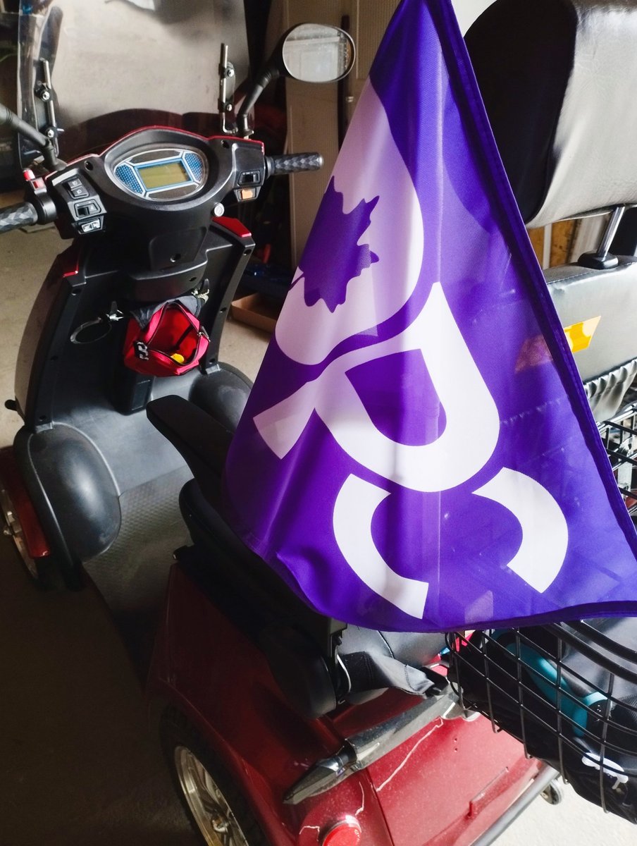 My mother was coerced by health care to get the shots, or she wudn't be allowed to appointments for my dad's surgery.  Shortly after, she had a stroke.
This is her mobility scooter.
So proud to see this when I visited today 💜
#PortageLisgar let's get @MaximeBernier elected!
#PPC