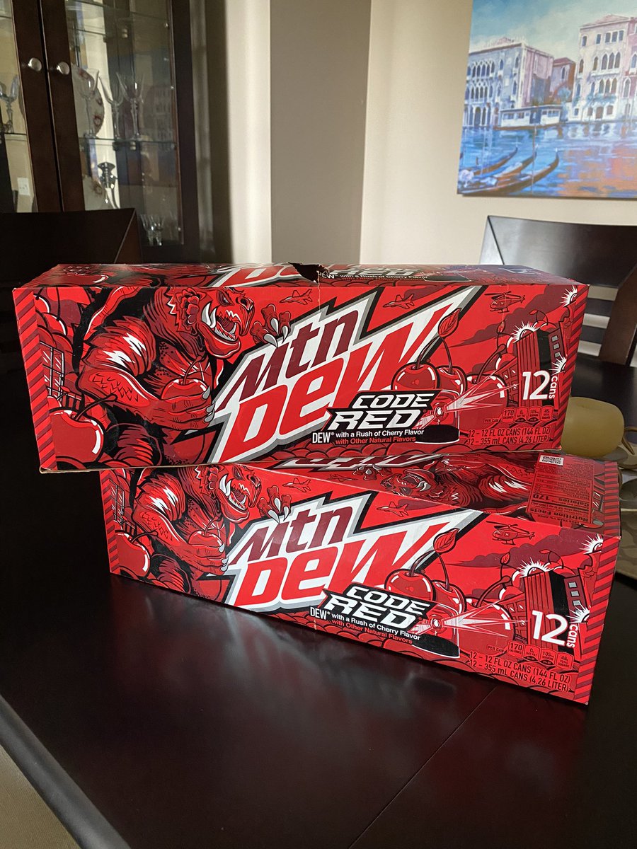 The_Coffee_Boss's tweet photo. Shared on Insta already, but had to share again: While itโs not broadly sold in Canada, I found a hookup for #MountainDewCodeRed. Itโs pricier, but so worth it. Besides, I donโt drink a lot of soda, so thisโll keep me going for a while. https://t.co/CHQFxVcpbM