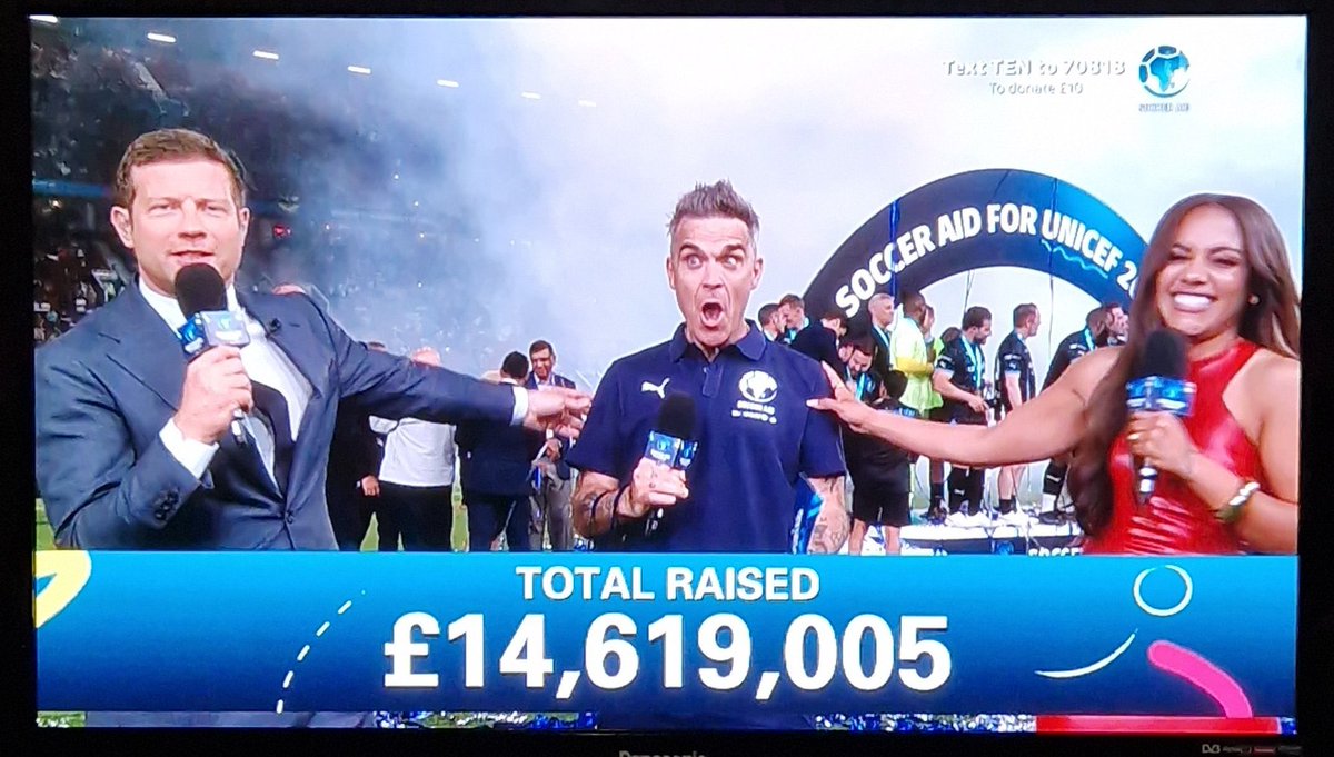 We’re SO proud of you @robbiewilliams…. We make that £90 million raised from @socceraid for @UNICEF_uk to date! You absolute LEGEND 🙌🏻🙌🏻🏴󠁧󠁢󠁥󠁮󠁧󠁿⚽️ #SoccerAid #robbiewilliams