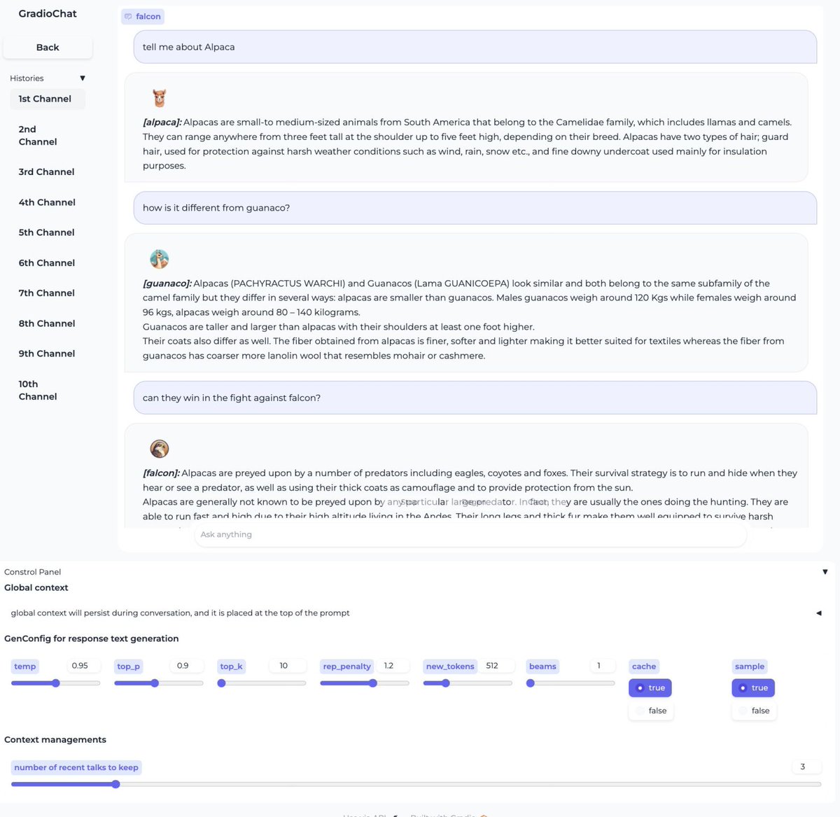 프로젝트 근황 공유

- 모델 설명란에 GPU 메모리 요구사항이 추가되었고, 자동으로 실행 가능한 모드가 결정됩니다. Apple Silicon에서는 해당 옵션이 활성화 됩니다.
- Model Zoo 대화인만큼, 대화 생성 주체를 파악하는게 중요하여 이를 식별할 수 있도록 만들었습니다.

github.com/deep-diver/LLM…