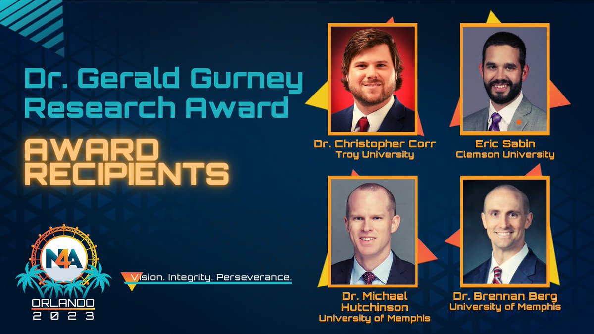 ⭐Congrats to the amazing #N4A2023 Dr. Gerald Gurney Research Award Winners! ⭐The #N4AVIP research is in &amp; #WeAreN4A proud! Check it out &amp; see how their findings have shed light on essential issues in professional development and the student-athlete experience!