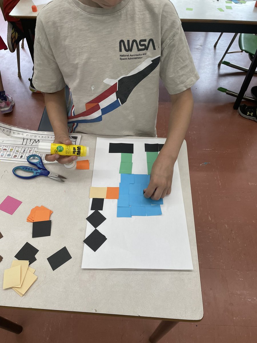 mrsbowesteaches's tweet photo. M is for Mosaic. On Friday students created mosaic self portraits. They then created a counting collection and counted how many tiles they needed for their arms, legs, head, feet, torso and whole body. #artinmath #countingcollection #abccountdown https://t.co/SEeVdNiWwk