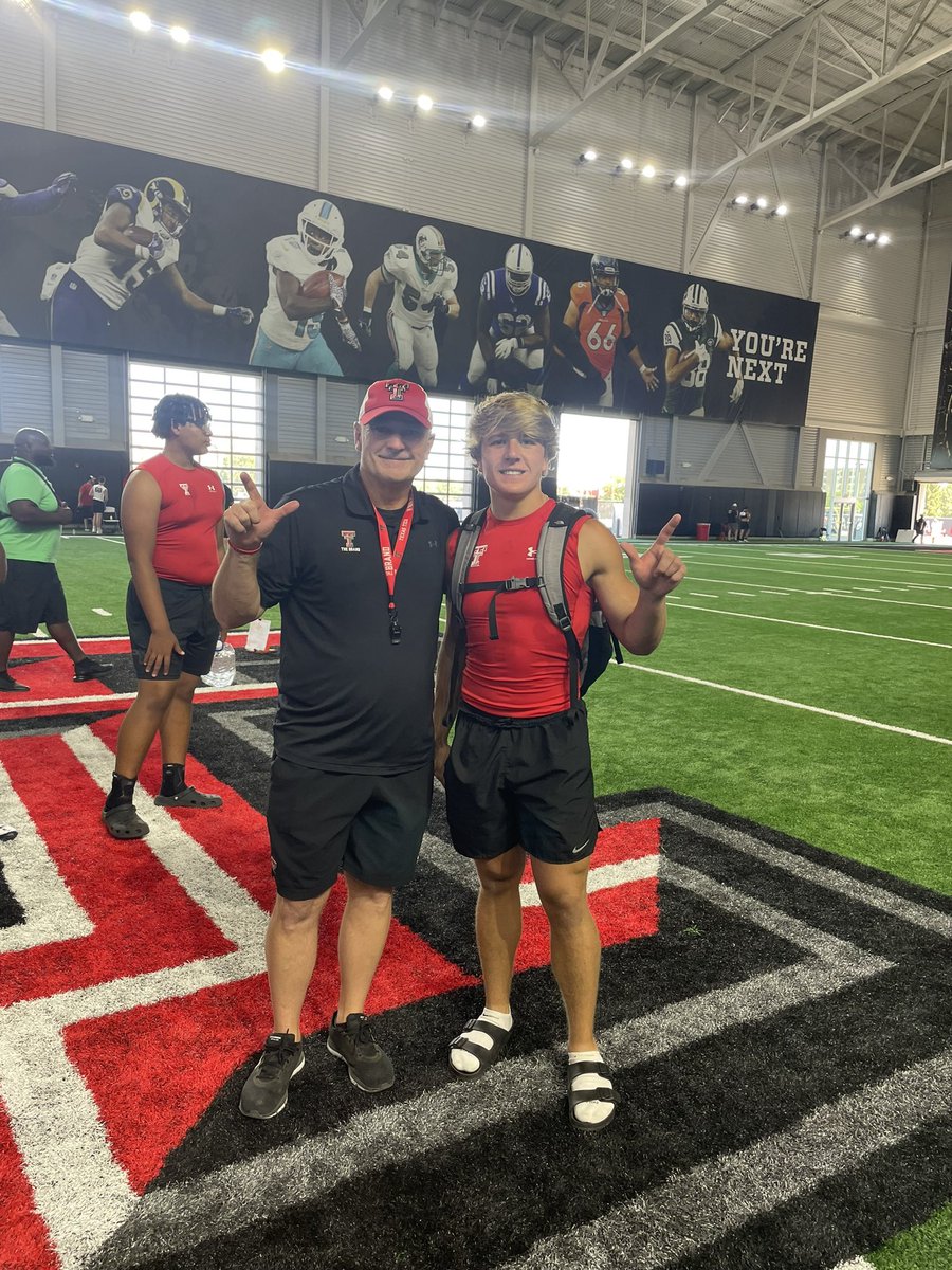 jreagancooper's tweet photo. Had a great time at the @TexasTechFB football camp today. Thank you to all the coaches @TTUCoachBook @Coach_Martin34 @JoeyMcGuireTTU @ZKittley for hosting a great camp!
@BowieDawgs @bowie_football https://t.co/lM9tqXEy5K
