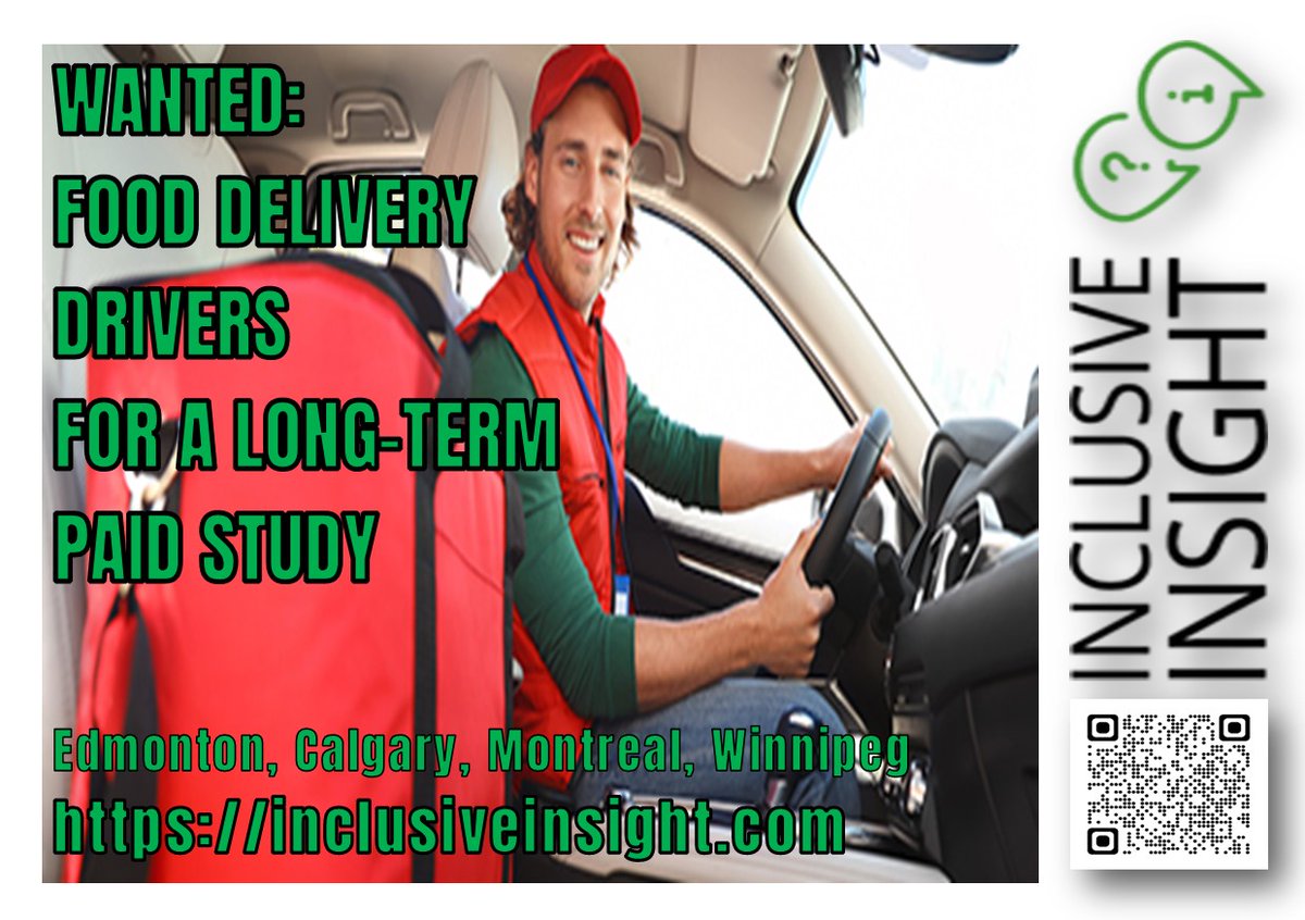 WANTED: FOOD DELIVERY DRIVERS FOR A LONG-TERM PAID STUDY EDM kijiji.ca/v-community-ot… #foodlover #Edmonton #Calgary #winnipeg #Montreal #fooddelivery #Driver #paid #paidstudy #DeliveryDriver #deliveryfood #researchstudy #fun