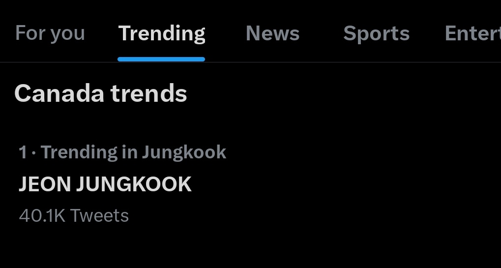 JEON JUNGKOOK is trending #1 in Canada @BTS_twt ☺️