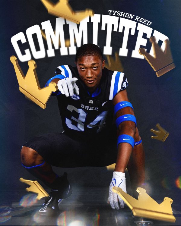 It has been a blessing to meet so many great coaches through the recruiting process. I want to thank everyone for the time that they spent to get to know me and my family. I’d like to announce my commitment to Duke University. GO DUKE!!! #COMMITTED @DukeFOOTBALL