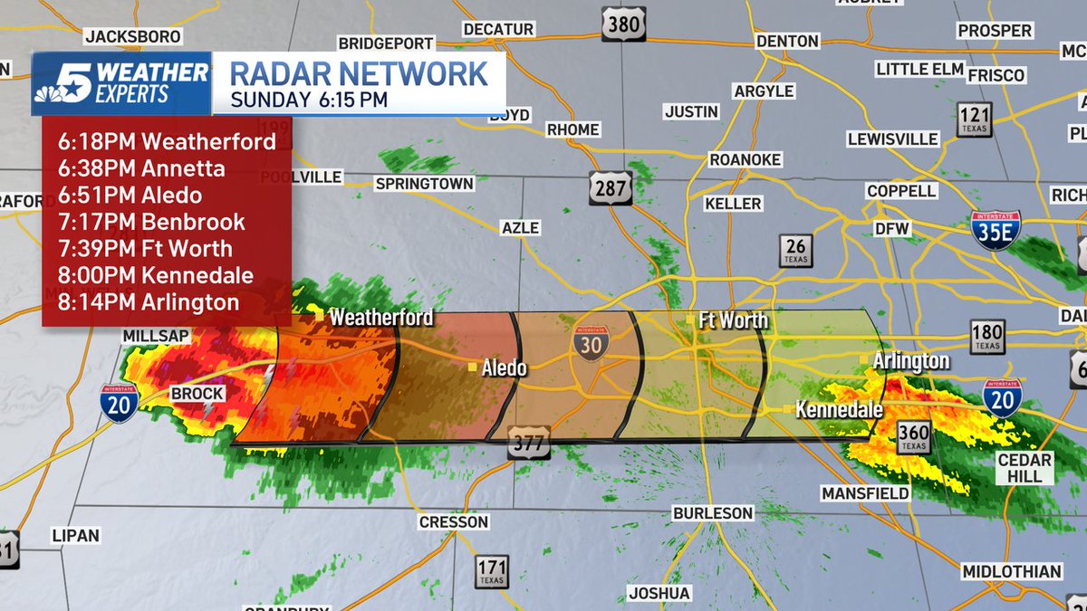 NBCDFW Weather on Twitter "616 p.m. Sunday A SEVERE TSTORM WARNING
