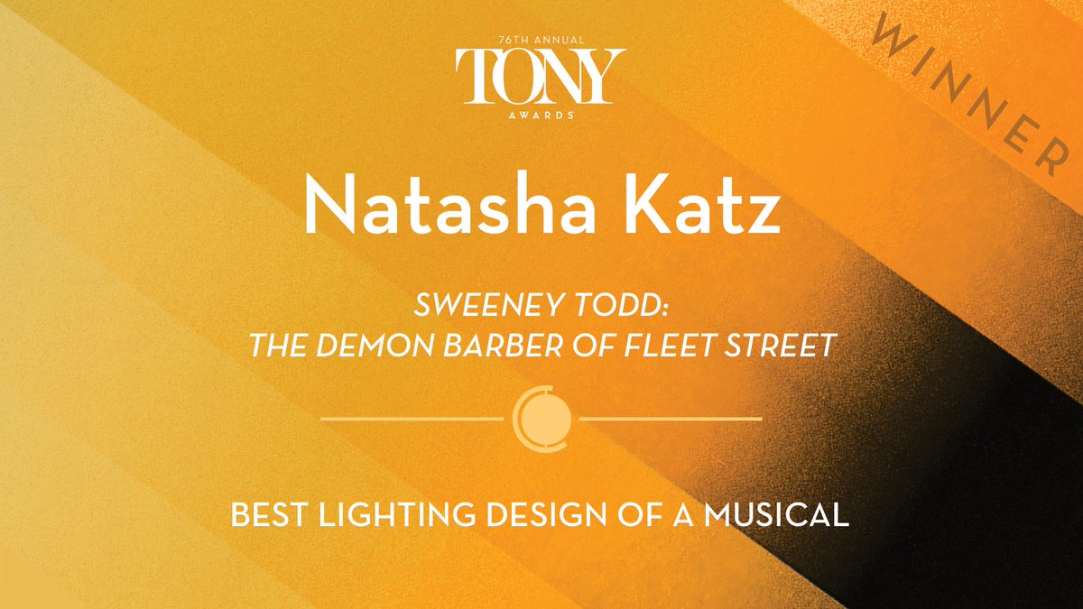 TheTonyAwards's tweet photo. Congratulations to @SweeneyToddBway's Natasha Katz, #TonyAwards-winner for Best Lighting Design of a Musical! https://t.co/JobWOafHB7