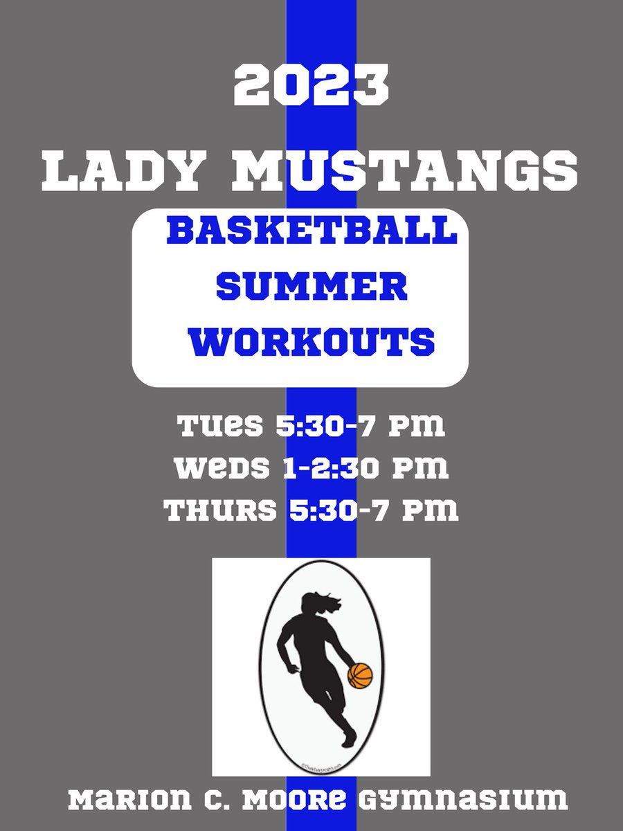Any ladies interested in playing at @mooremustangs this upcoming school season if so, come out and join us for summer workouts! Reach out to @coachhoke if you have any questions