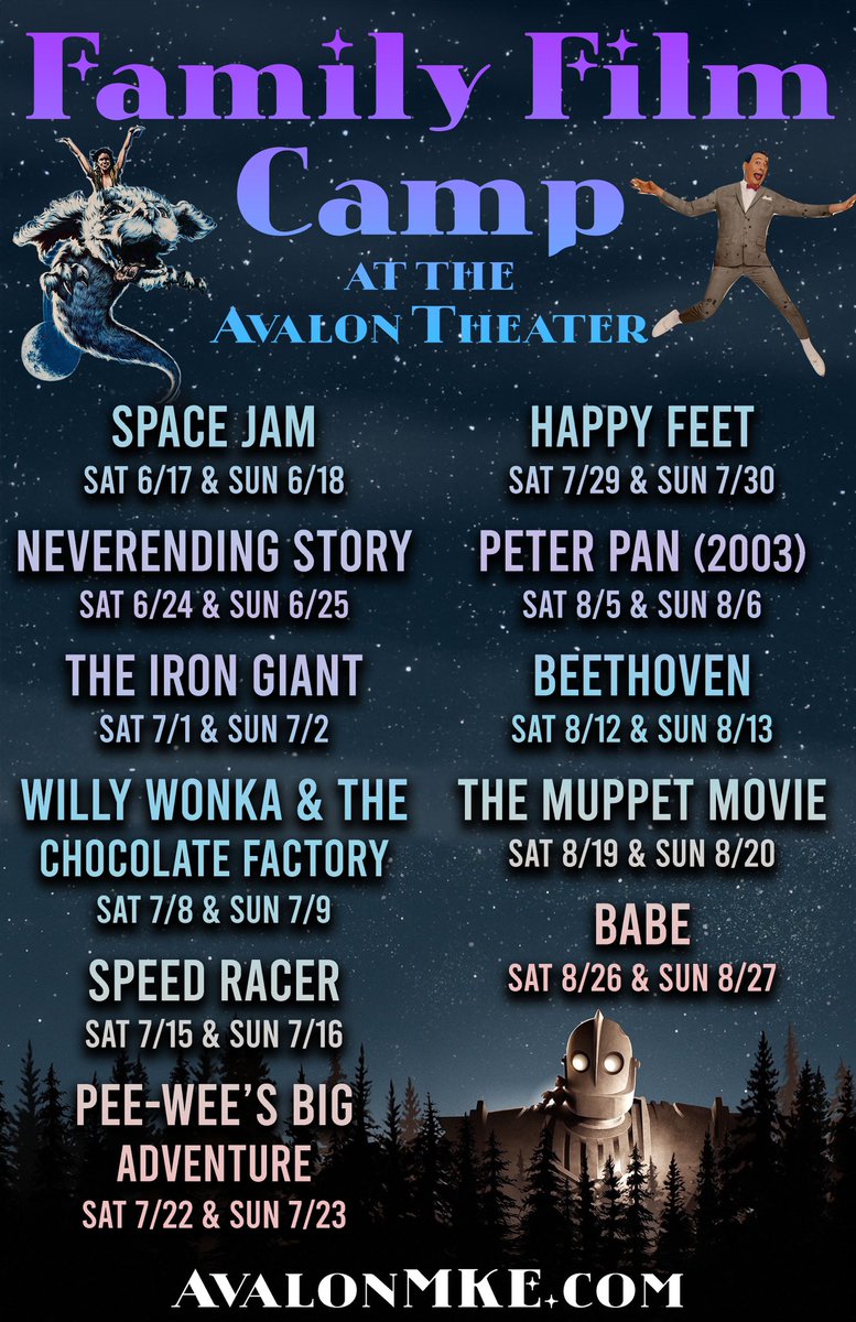 School is about to end. Family Film Camp is about to begin!
Tix: AvalonMKE.com.