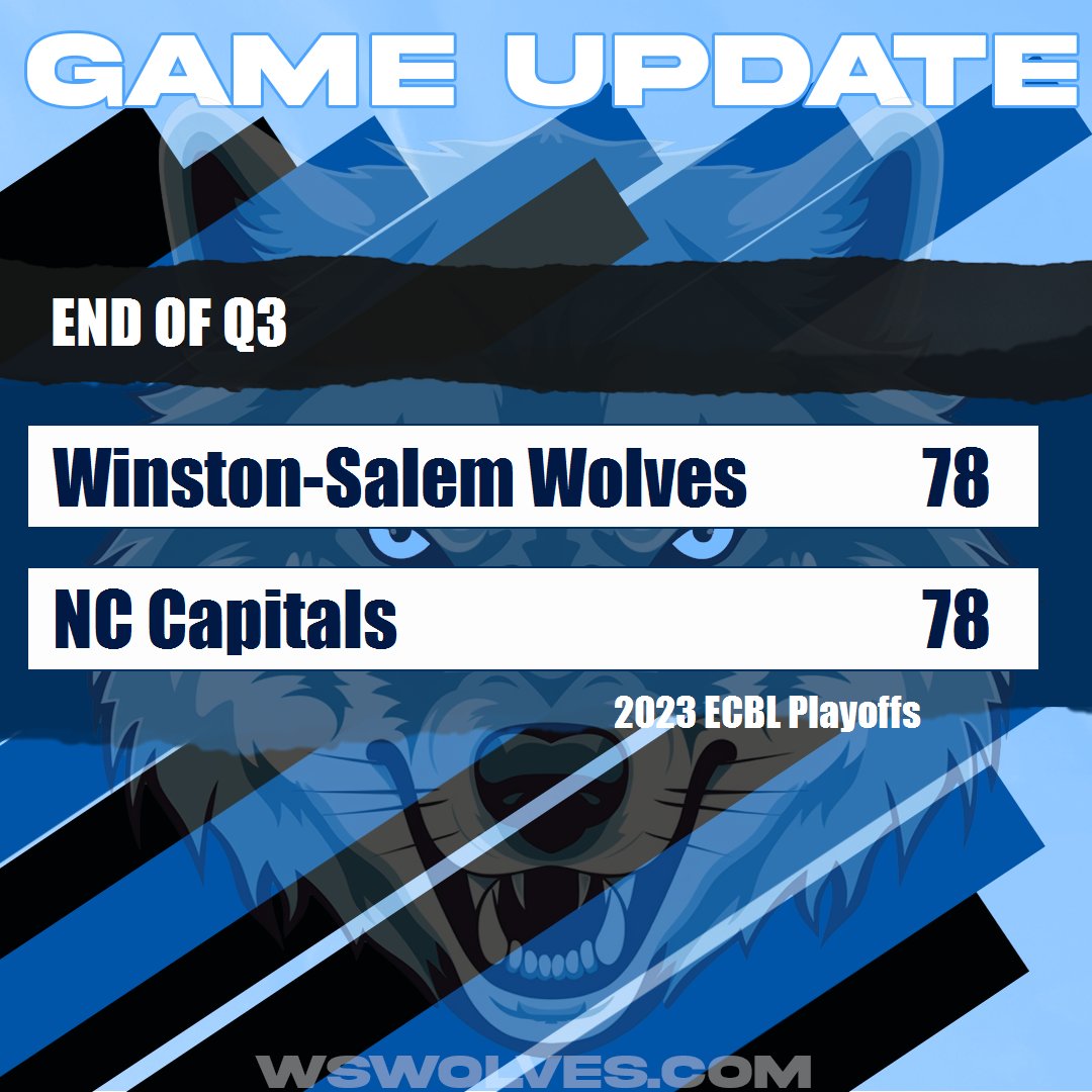 End of Q3

Winston-Salem 78
NC Capitals 78