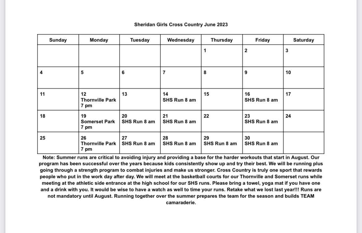 LadyGeneralsXC's tweet photo. June Calendar for open runs
Come join the team! High School and Middle School runners are always welcome to join the teams. XC will help get you in shape for winter and spring sports and it’s a great group of ladies that get along well with each other. The more the merrier. https://t.co/VJ4eMWYesR