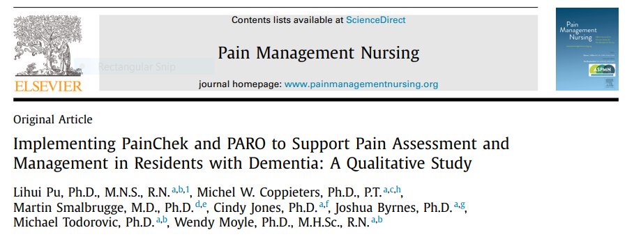 🖨️Fresh off the press 🖨️ Congratulations to Dr @pu_lihui, Prof @michelcoppie, Dr @cindyjones_81, @drmiketodorovic, Prof @WendyMoyle2 & authors on your recent publication in #PainManagementNursing @ElsevierNurse Have a read here ⬇️⬇️ sciencedirect.com/science/articl…