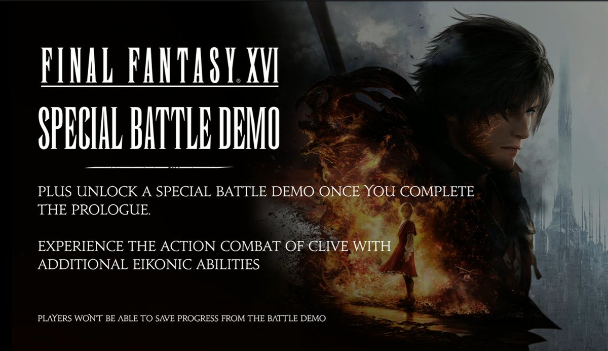 The Final Fantasy XVI Demo launches on PS5 at 9am BST / 1am PDT 

2+ hours of the prologue and the save data carries over to the full game at launch*

Completing the demo will also unlock a Special Battle Demo.

*Content creators, this includes the version we'll be providing you.