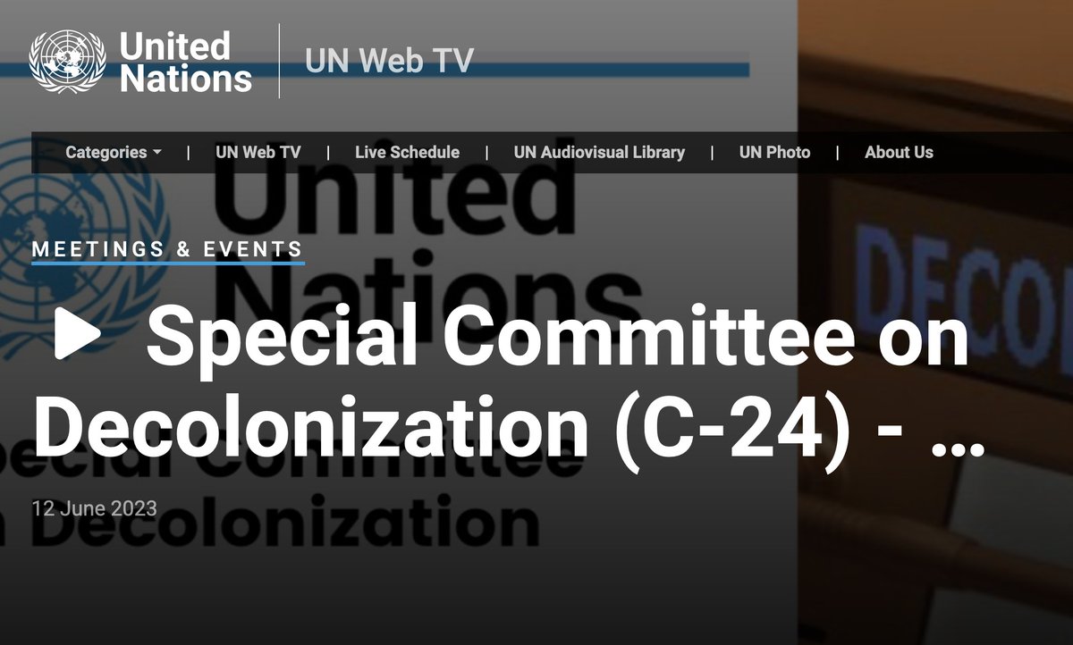 Decolonisation of six #Pacific colonies (amongst others) on @UN agenda over next two weeks (12-23 June) in New York.

Livestream (C-24): media.un.org/en/asset/k1u/k…

#AmericanSamoa #FrenchPolynesia #Guam #NewCaledonia #Pitcairn #Tokelau #NouvelleCaledonie #decolonization
