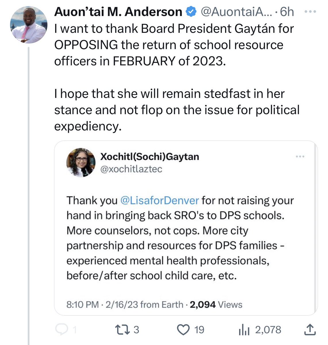 TayA_DPS_VP's tweet photo. People of Denver. We will absolutely NOT do one rational thing to keep your kids safe at @dps_k12. #denvervotes #denver #denverpublicschools https://t.co/sQsiqPQcHu